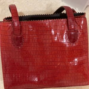 Donald Pliner purse, red alligator design bag